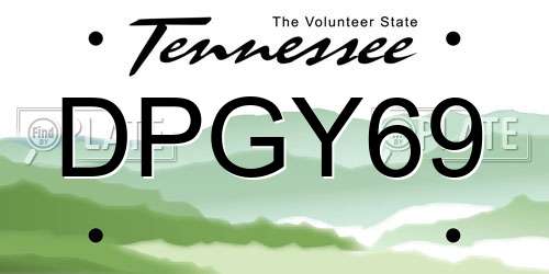 DPGY69 Tennessee License Plate