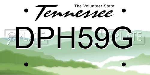 DPH59G Tennessee License Plate