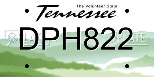 DPH822 Tennessee License Plate