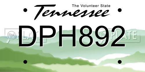 DPH892 Tennessee License Plate