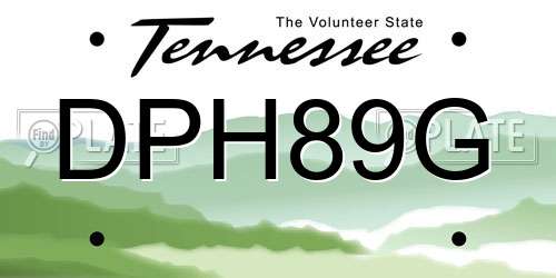 DPH89G Tennessee License Plate