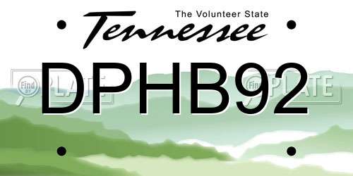 DPHB92 Tennessee License Plate