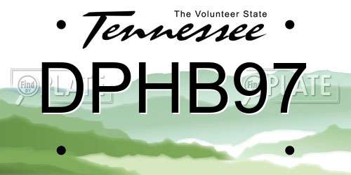 DPHB97 Tennessee License Plate