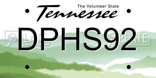 DPHS92 Tennessee License Plate