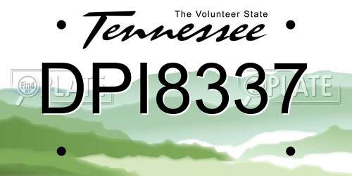 DPI8337 Tennessee License Plate