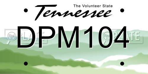 DPM104 Tennessee License Plate