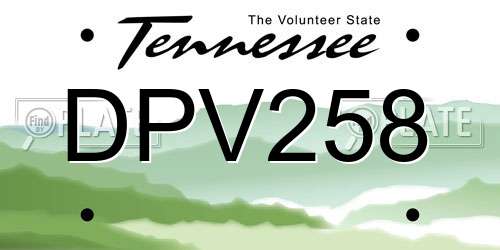 DPV258 Tennessee License Plate