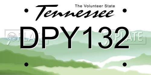 DPY132 Tennessee License Plate