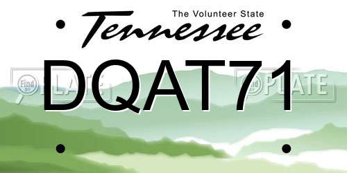 DQAT71 Tennessee License Plate