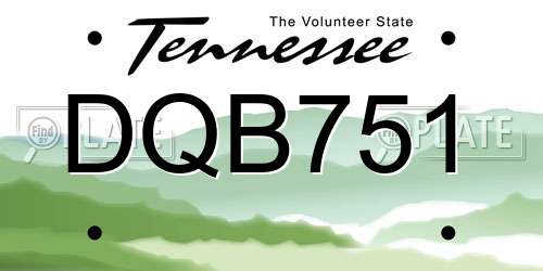 DQB751 Tennessee License Plate
