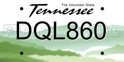 DQL860 Tennessee License Plate