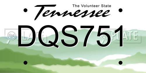 DQS751 Tennessee License Plate