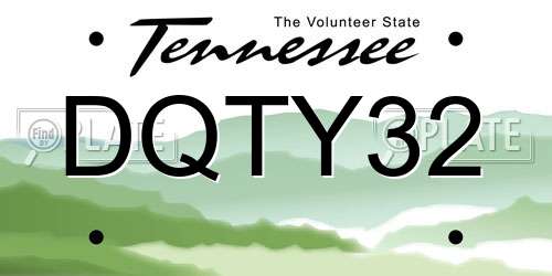 DQTY32 Tennessee License Plate