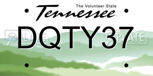 DQTY37 Tennessee License Plate