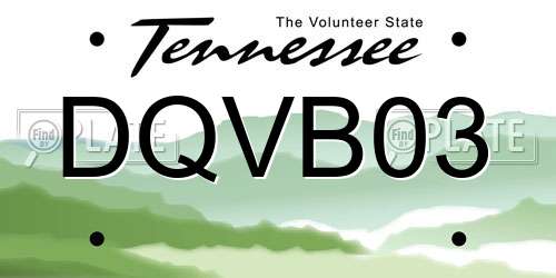 DQVB03 Tennessee License Plate