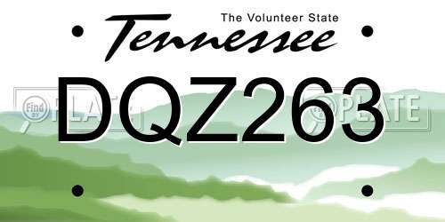 DQZ263 Tennessee License Plate