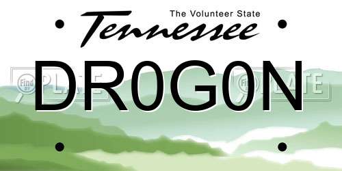 DR0G0N Tennessee License Plate