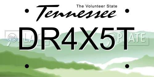 DR4X5T Tennessee License Plate
