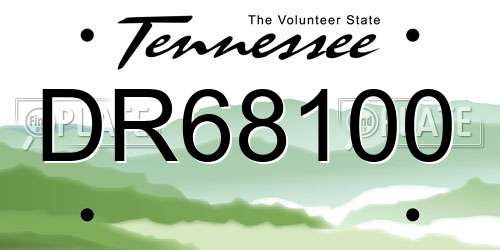 DR68100 Tennessee License Plate