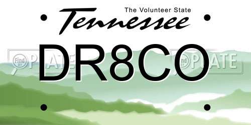 DR8CO Tennessee License Plate