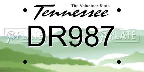 DR987 Tennessee License Plate