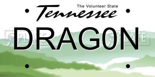 DRAG0N Tennessee License Plate