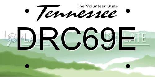 DRC69E Tennessee License Plate