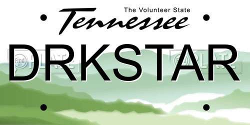 DRKSTAR Tennessee License Plate