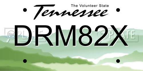 DRM82X Tennessee License Plate