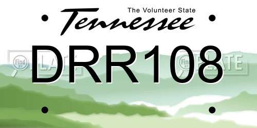 DRR108 Tennessee License Plate