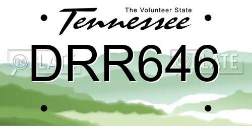 DRR646 Tennessee License Plate