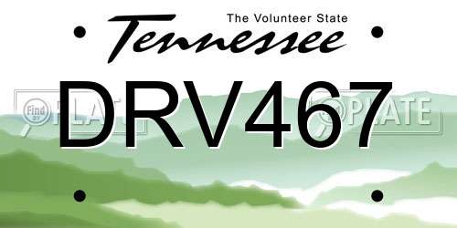DRV467 Tennessee License Plate