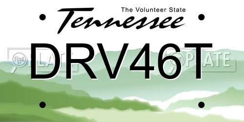 DRV46T Tennessee License Plate