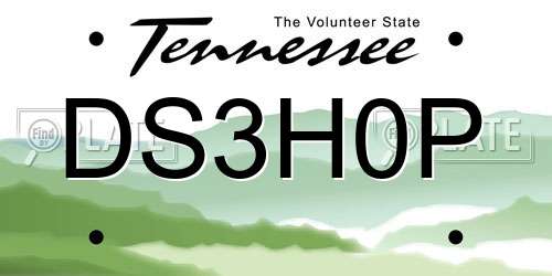 DS3H0P Tennessee License Plate
