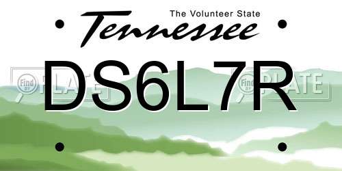 DS6L7R Tennessee License Plate