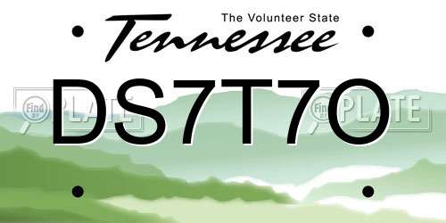 DS7T7O Tennessee License Plate