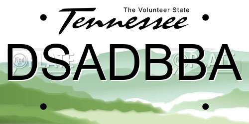 DSADBBA Tennessee License Plate