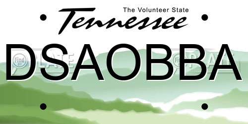 DSAOBBA Tennessee License Plate