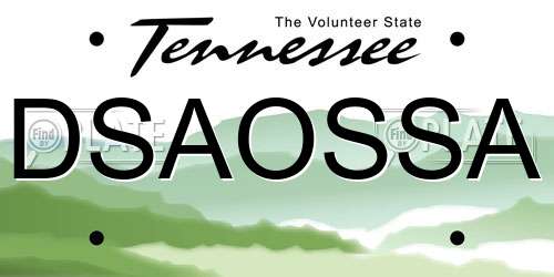 DSAOSSA Tennessee License Plate