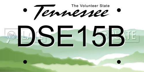 DSE15B Tennessee License Plate