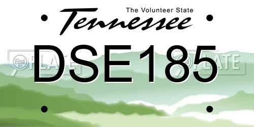 DSE185 Tennessee License Plate