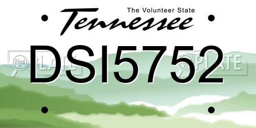 DSI5752 Tennessee License Plate