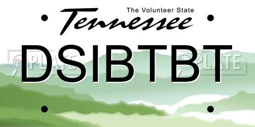 DSIBTBT Tennessee License Plate
