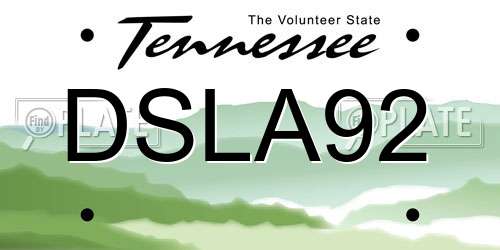 DSLA92 Tennessee License Plate