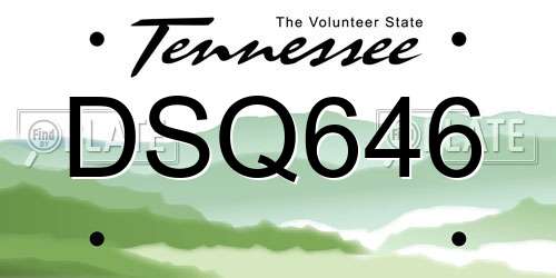 DSQ646 Tennessee License Plate
