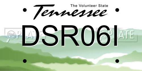 DSR06I Tennessee License Plate