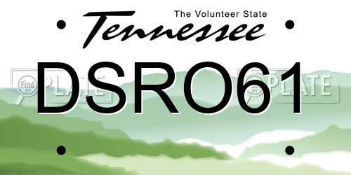 DSRO61 Tennessee License Plate