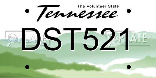 DST521 Tennessee License Plate