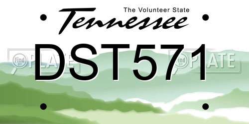 DST571 Tennessee License Plate