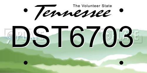 DST6703 Tennessee License Plate